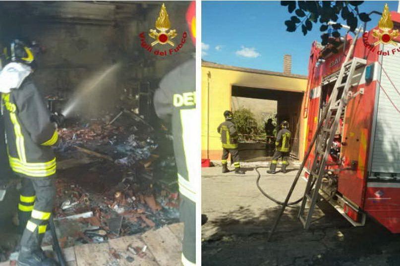 San Nicolò Gerrei: magazzino devastato da un incendio