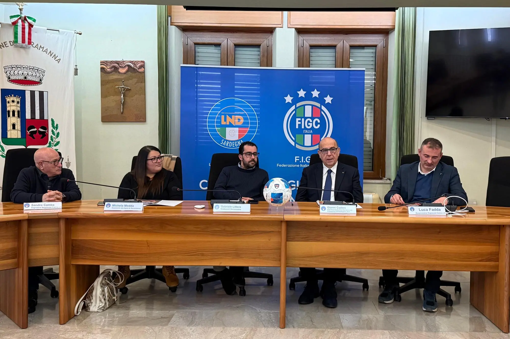 La presentazione delle Final Four della Coppa Italia Under-19 di calcio a 5 a Serramanna (foto CR Sardegna)