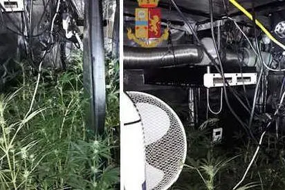 La serra e l'impianto di aerazione (Foto Polizia)