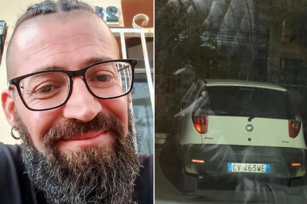 Nicola Cambarau scomparso da Capoterra. A destra la sua auto