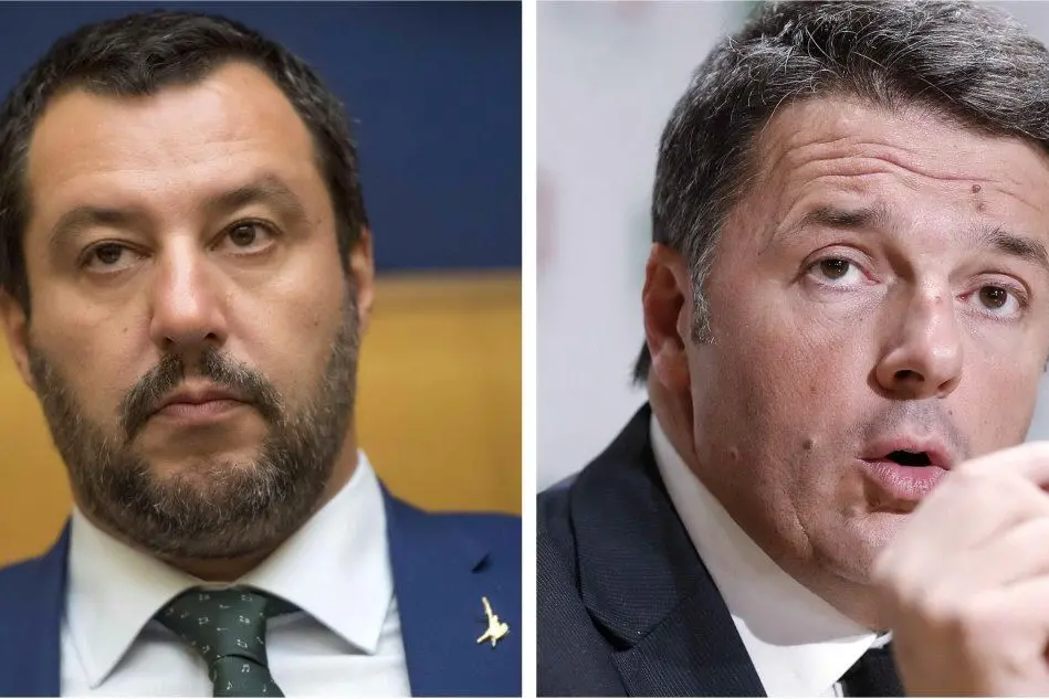 Matteo Salvini e Matteo Renzi. (Foto Ansa)