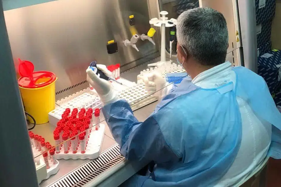 Il laboratorio di Microbiologia dell'Aou di Sassari (Archivio L'Unione Sarda)
