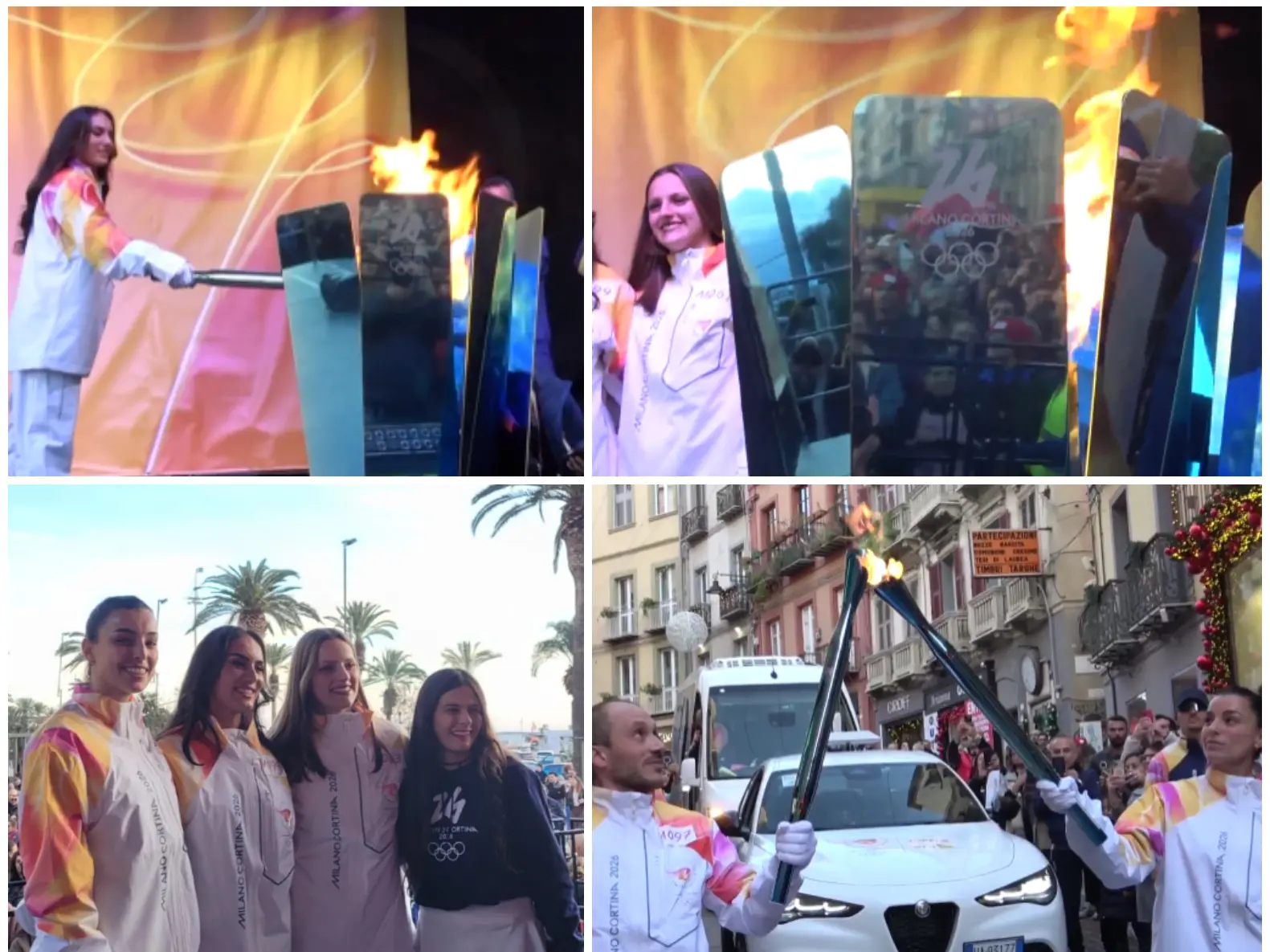 В ходе поездки из Милана в Кортину олимпийский факел прибывает в Кальяри после того, как осветил остров. La cerimonia a Cagliari (Immagini: Perri e Rais)