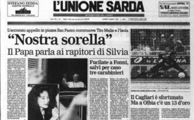 La prima pagina de L'Unione Sarda del 3 marzo con l'appello di Papa Giovanni Paolo II