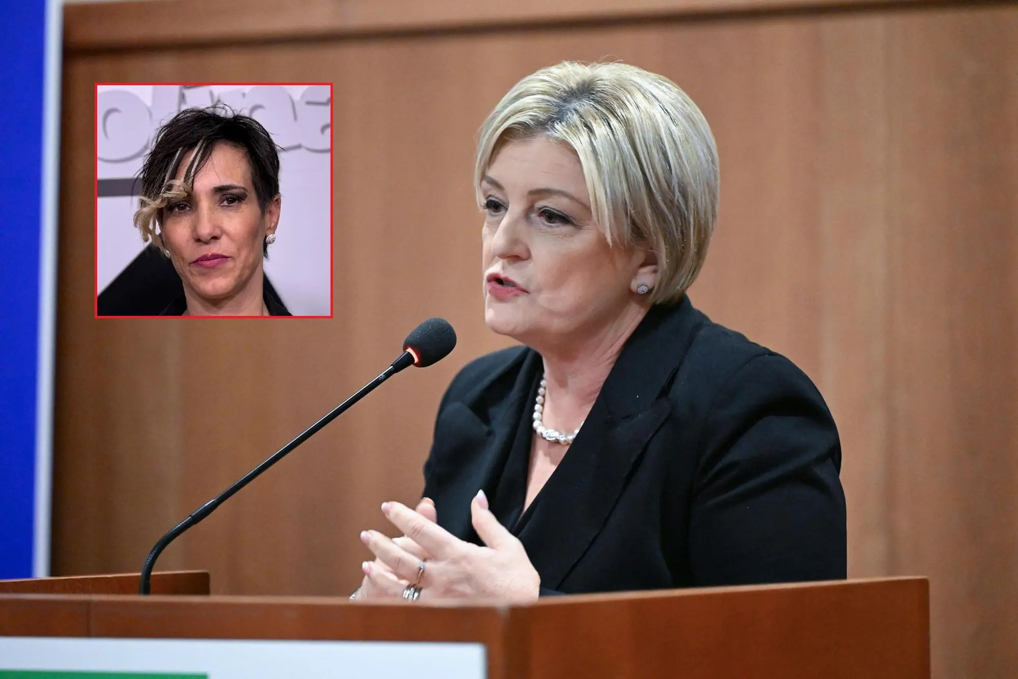 La ministra Marina Calderone e, nel riquadro, l'assessora regionale al Lavoro Desirè Manca