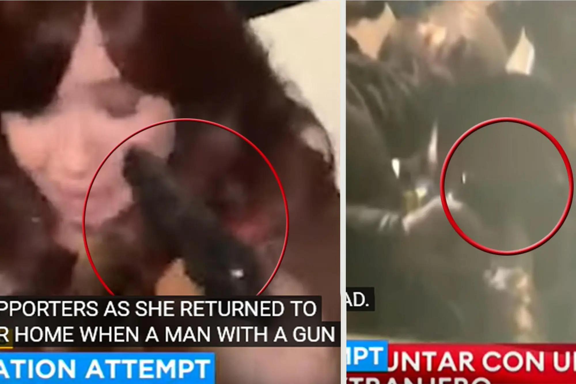 Un fermo immagine tratto da un video su Youtube mostra la pistola puntata contro la vicepresidente Cristina Kirchner mentre scendeva dall'auto davanti alla sua casa. ANSA/WEB YOUTUBE EDITORIAL USE ONLY NO SALES