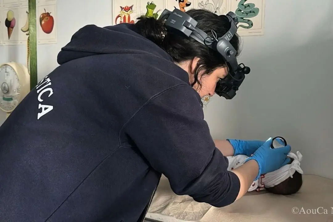 Visita per la retinopatia del prematuro (foto Aou Cagliari)