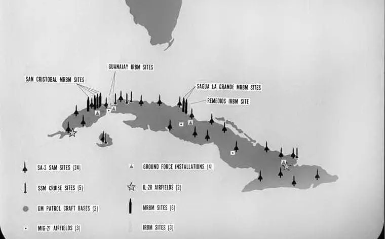 La crisi dura 13 giorni, nella foto le basi militari sovietiche a Cuba