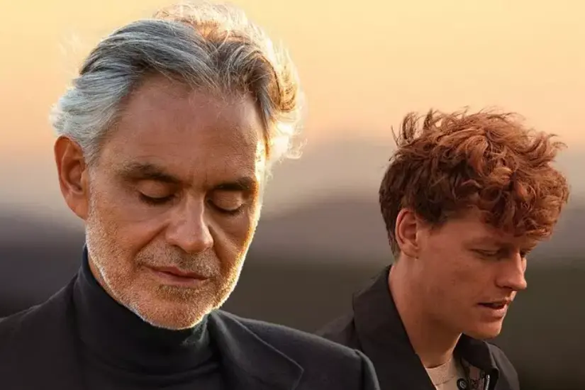 Bocelli e Sinner (foto via Ansa)