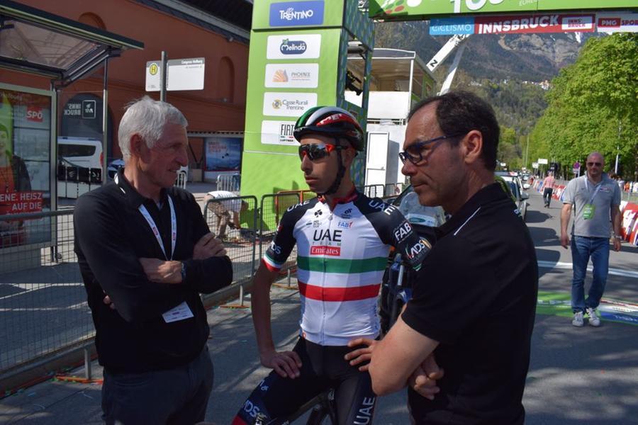 Moser, Fabio Aru e Davide Cassani\u00A0(foto c.a.m.)