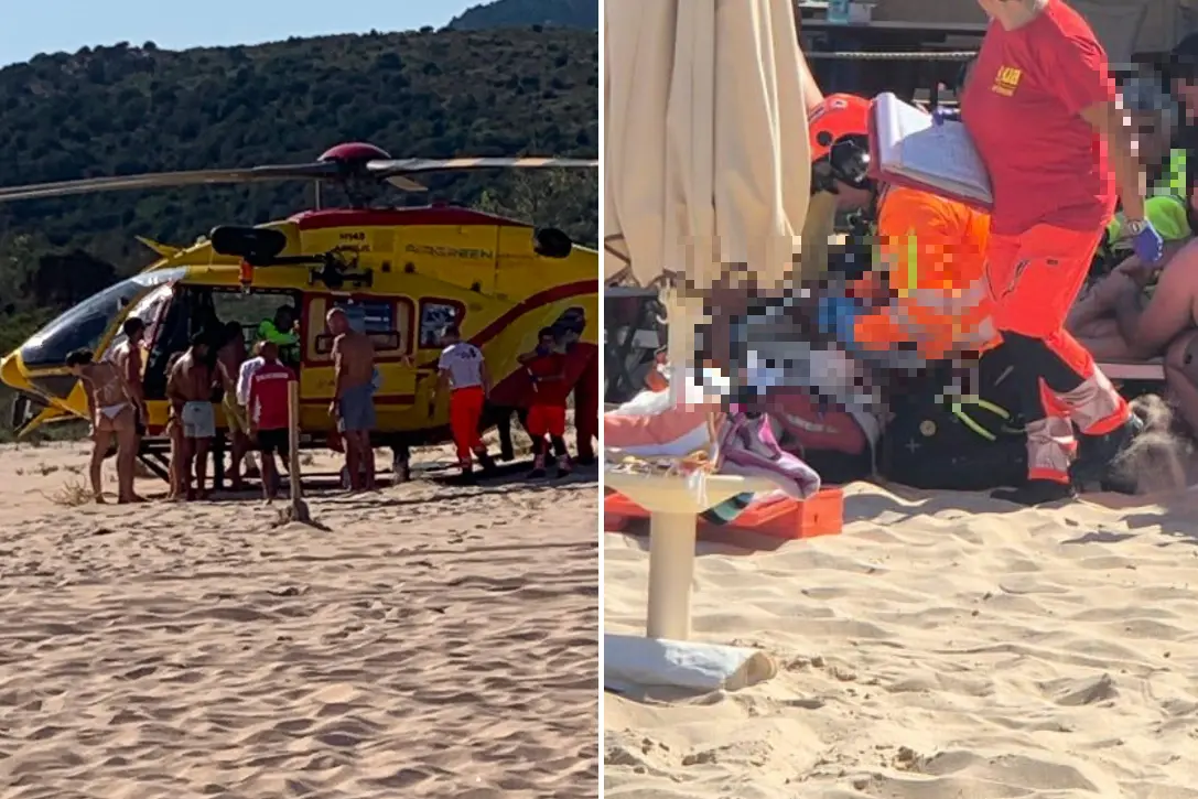 L'elisoccorso in spiaggia e i primi soccorsi (Foto/Neri)