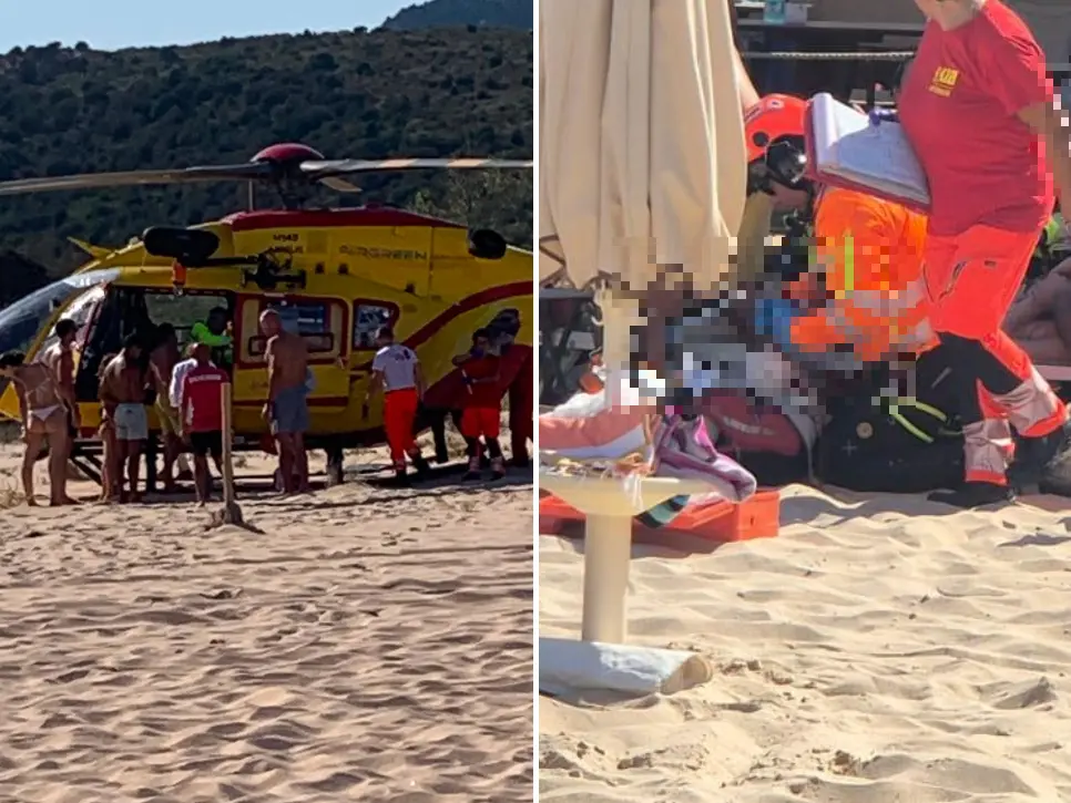 L'elisoccorso in spiaggia e i primi soccorsi (Foto/Neri)
