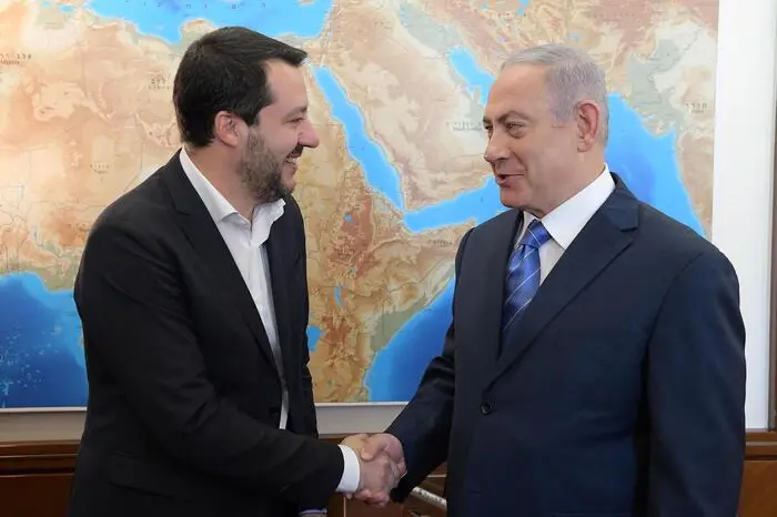 Un incontro tra Matteo Salvini e Benjamin Netanyahu (Ansa)