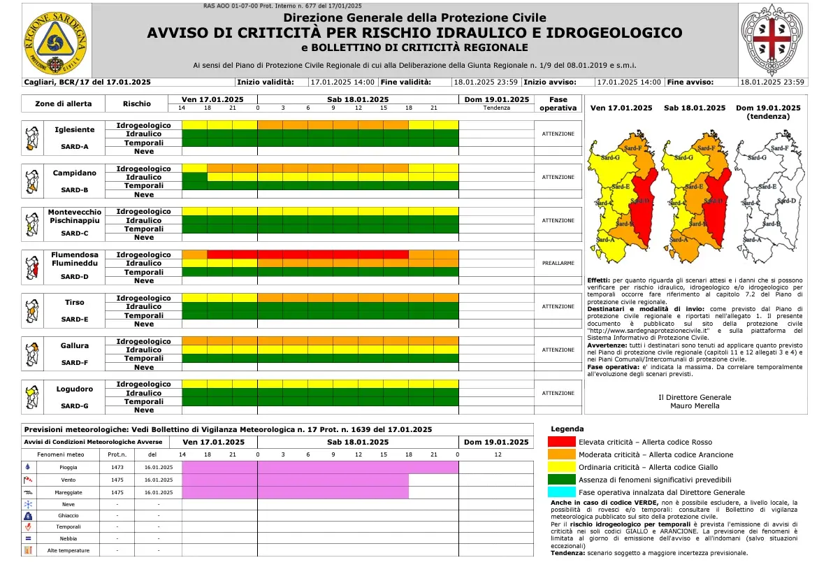 Il nuovo bollettino della protezione civile