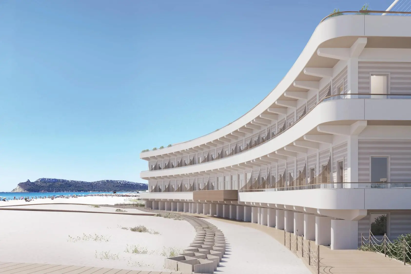 Il render dell'hotel che sostituirà il rudere del vecchio Ospedale Marino