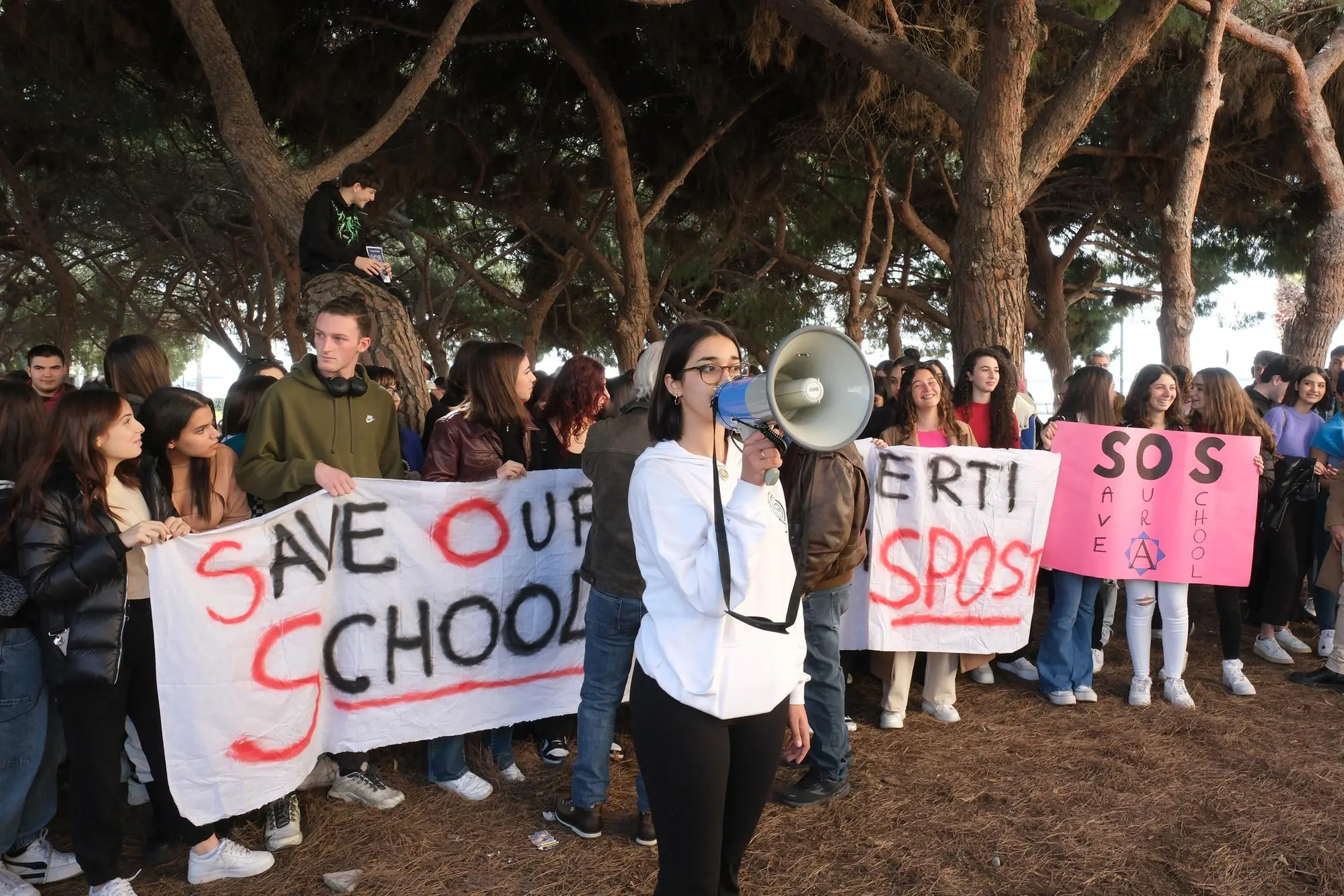 Una protesta degli studenti del liceo Alberti