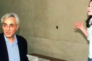 nicola Grauso e Silvia Melis durante una pausa del processo