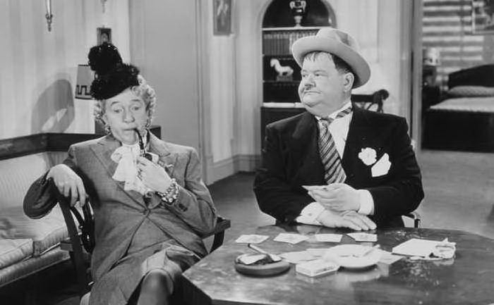 Stan Laurel (a sinistra) insieme a Oliver Hardy (tutte le foto sono Ansa)