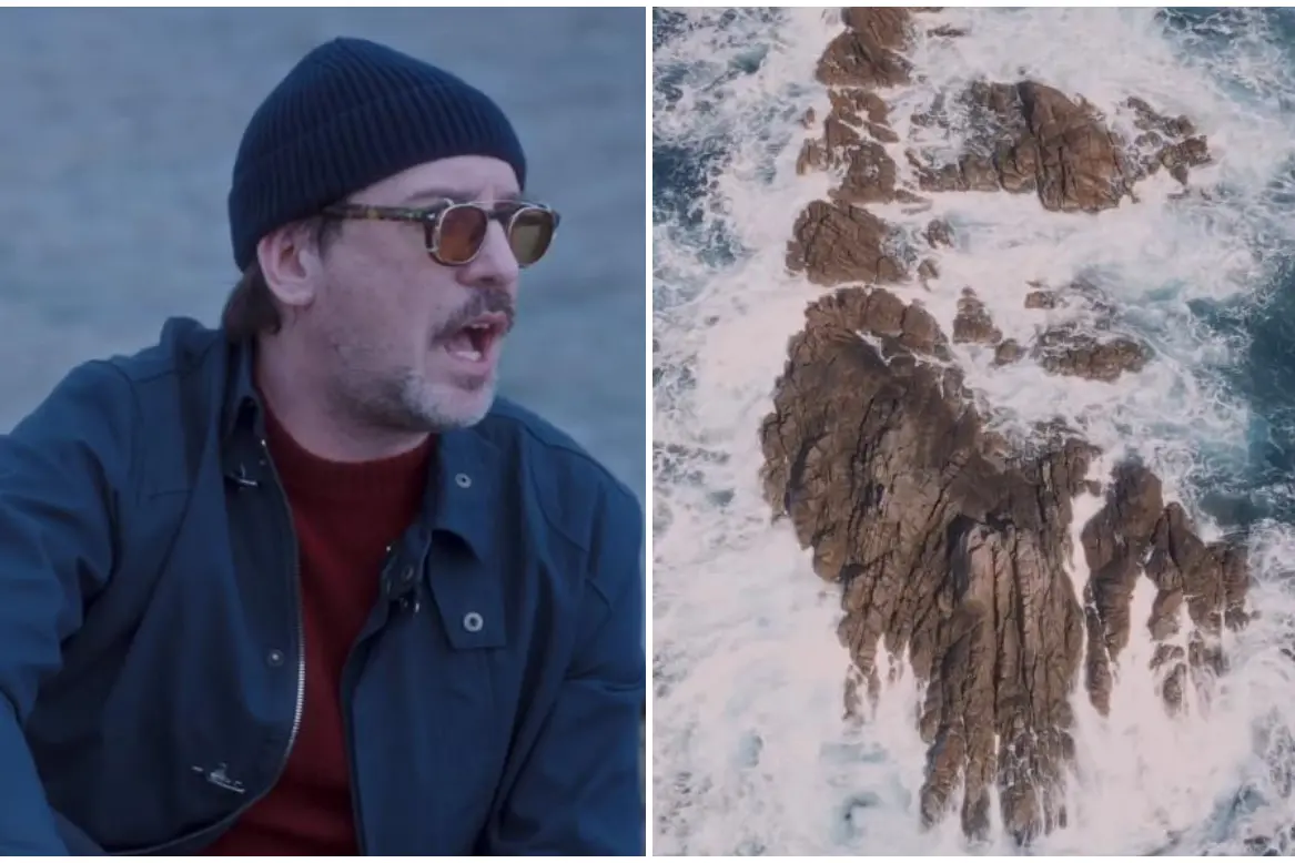 Due frame del videoclip di "Burrasca" di Willie Peyote, ambientato ad Alghero (da Instagram)