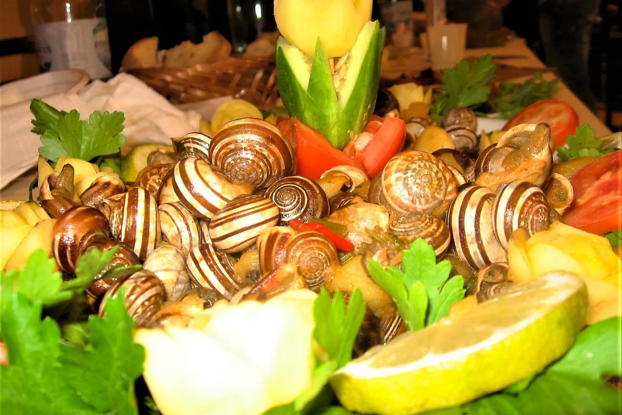 Un piatto a base di lumaca (foto Sirigu)