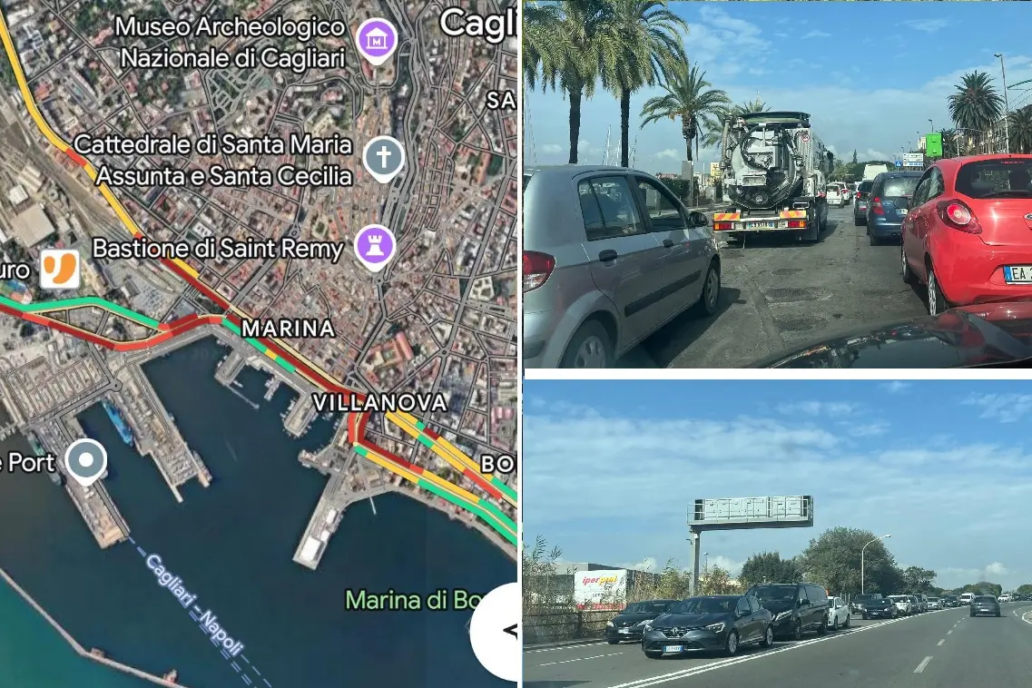 Traffico in via Roma a Cagliari