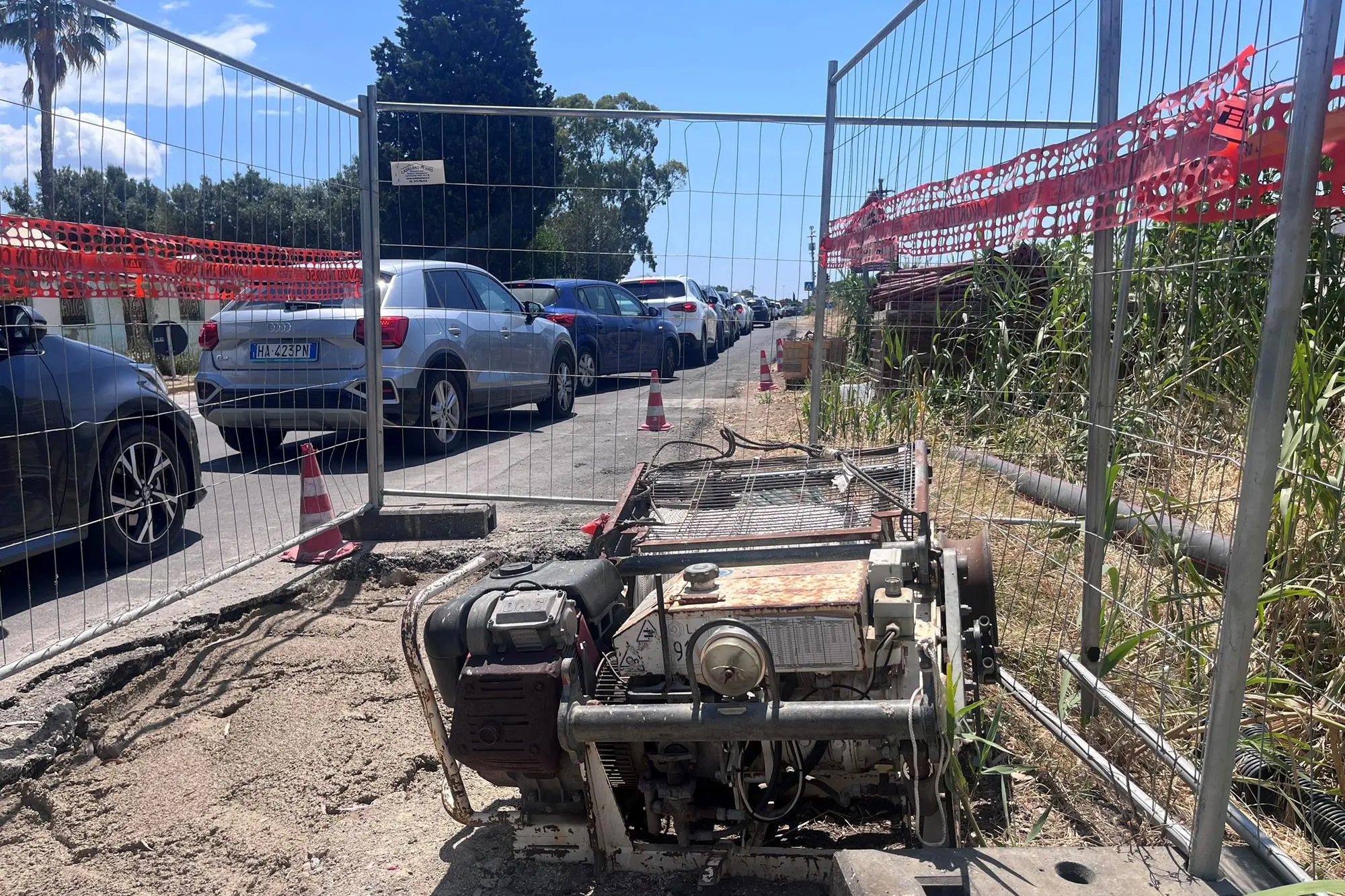 Lavori per il Tyrrhenian Link: cantiere sulla strada SP 17 (Archivio L'Unione Sarda)