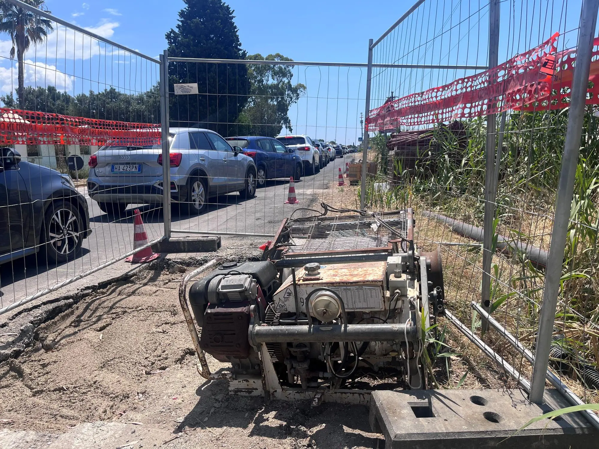 Lavori per il Tyrrhenian Link: cantiere sulla strada SP 17 (Archivio L'Unione Sarda)