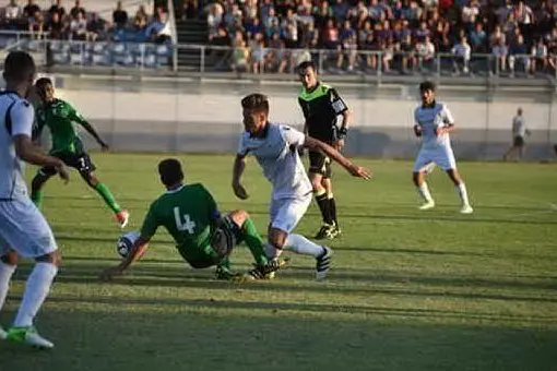 Un momento della partita di Coppa Italia tra Olbia e Arzachena