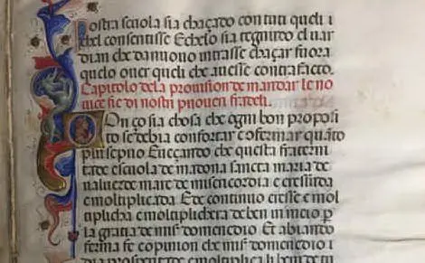 Particolare del manoscritto del XV secolo