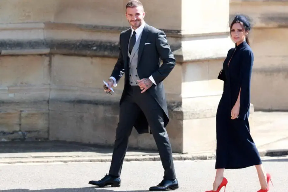 David e Victoria Beckham al matrimonio tra Harry d'Inghilterra e Meghan Markle (Ansa)