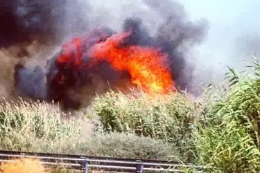 L'incendio di Quartucciu (foto Roberto Mosca, Instagram)