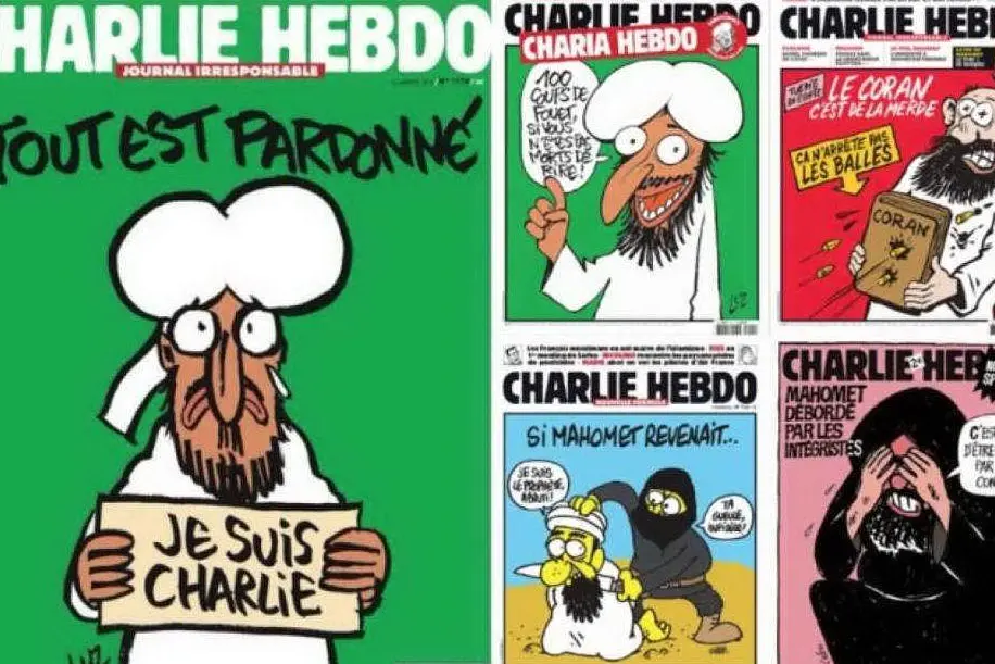 Alcune delle copertine di Charlie Hebdo (foto da google)