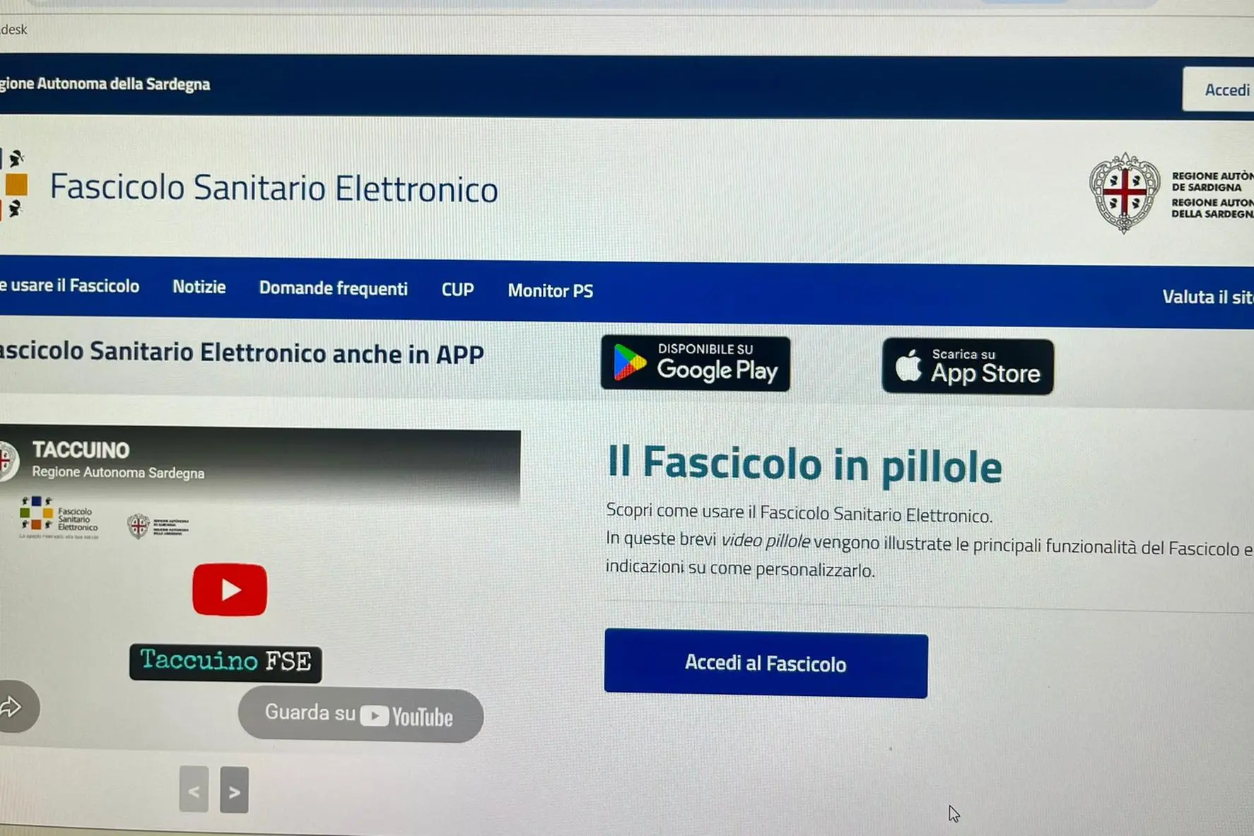 Una schermata del Fascicolo sanitario elettronico