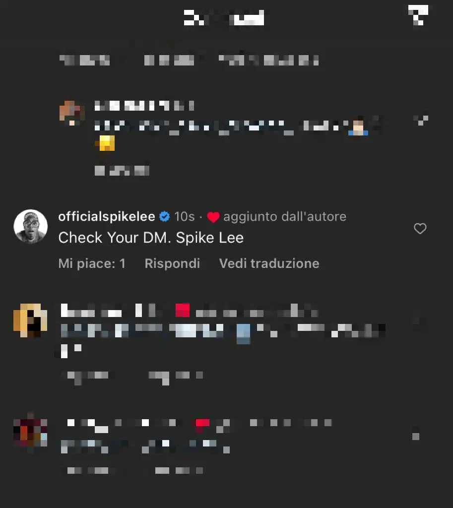 Il commento di Spike Lee (foto da Instagram)