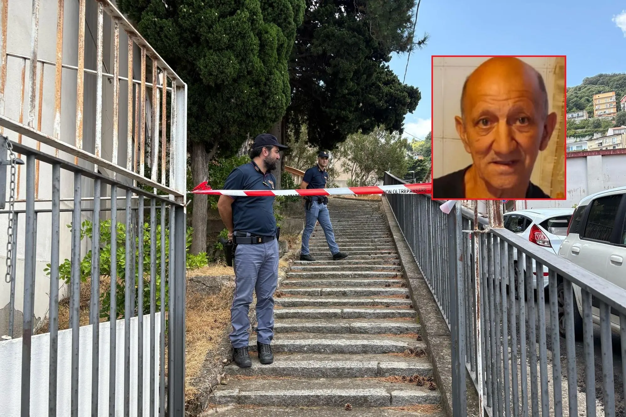 Il luogo del ritrovamento del cadavere a Lanusei e, nel riquadro, Giancarlo Contu
