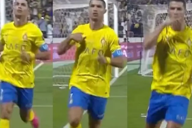 Il gesto di Cristiano Ronaldo dopo il gol (foto da frame video)
