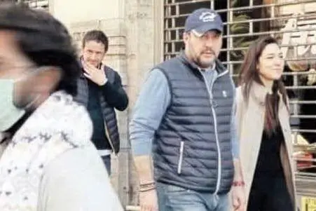 Salvini con la fidanzata Francesca Verdini (foto Il Messaggero)