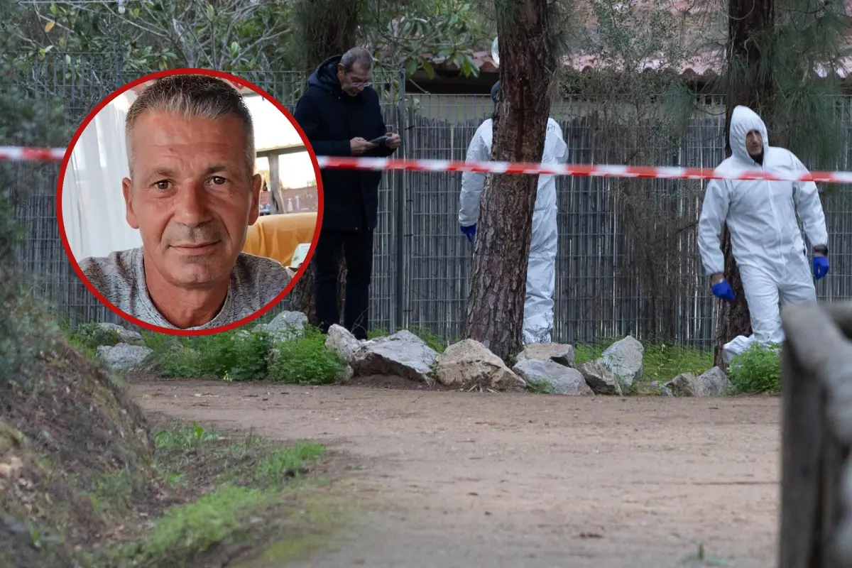 Gli inquirenti sul luogo del delitto e, nel tondo, Giovanni Musu (L'Unione Sarda)