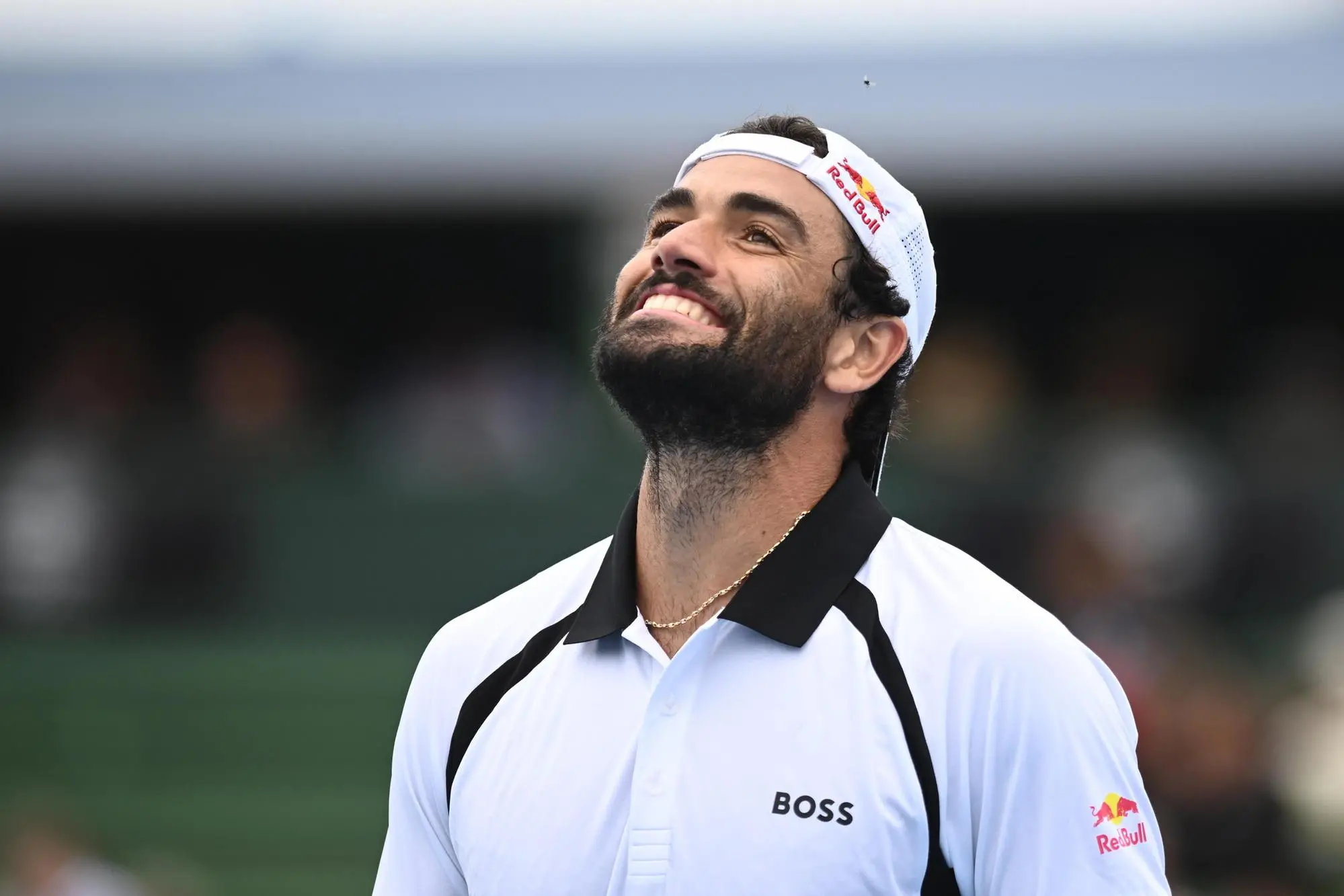 epa12645565 Matteo Berrettini of Italy reacts in a match against Learner Tien of the USA during the Kooyong Classic tennis tournament in Melbourne, Australia, 13 January 2026. EPA/JOEL CARRETT EDITORIAL USE ONLY. AUSTRALIA AND NEW ZEALAND OUT