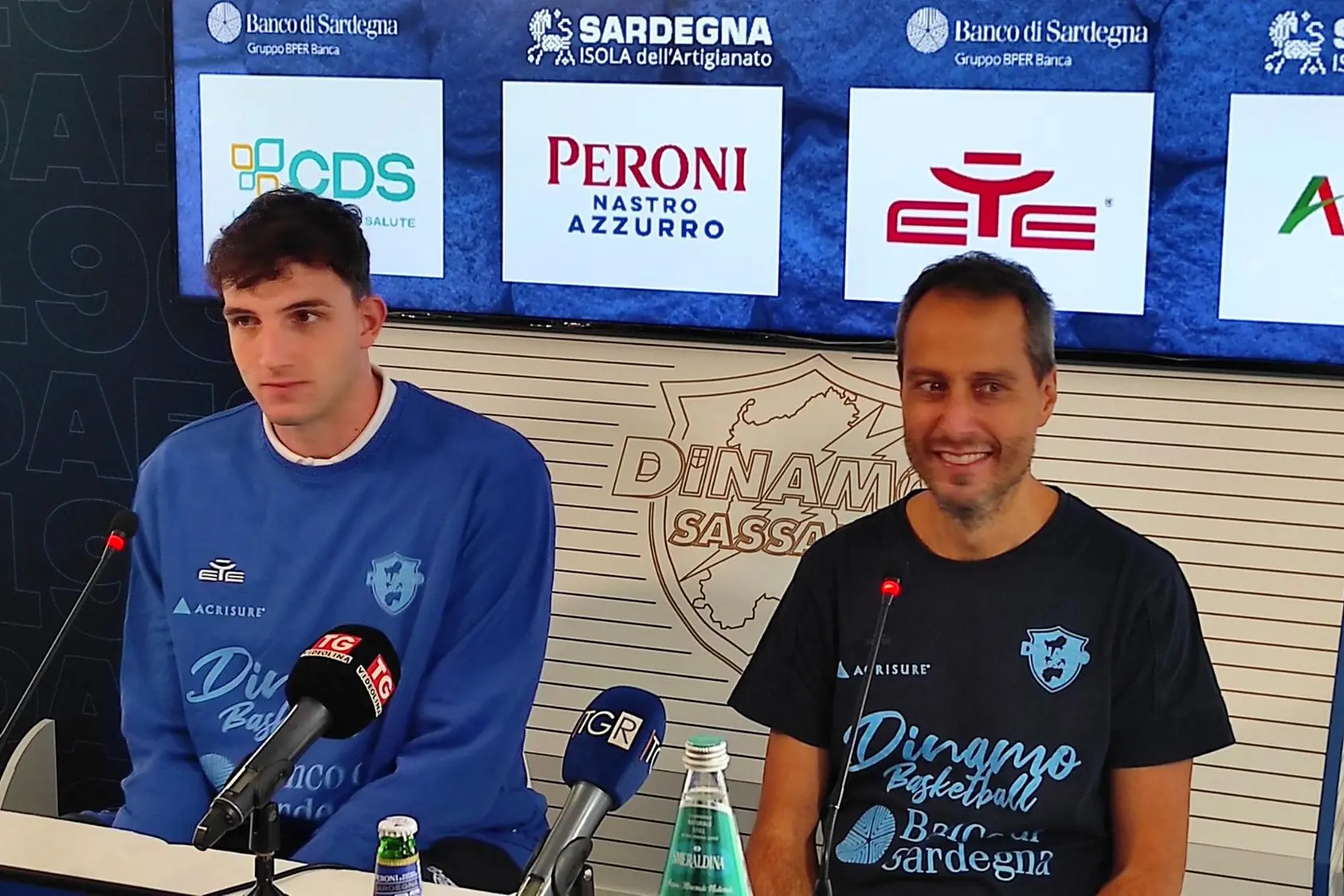 Il pivot Luca Vincini e il coach Massimo Bulleri (foto G. Marras)