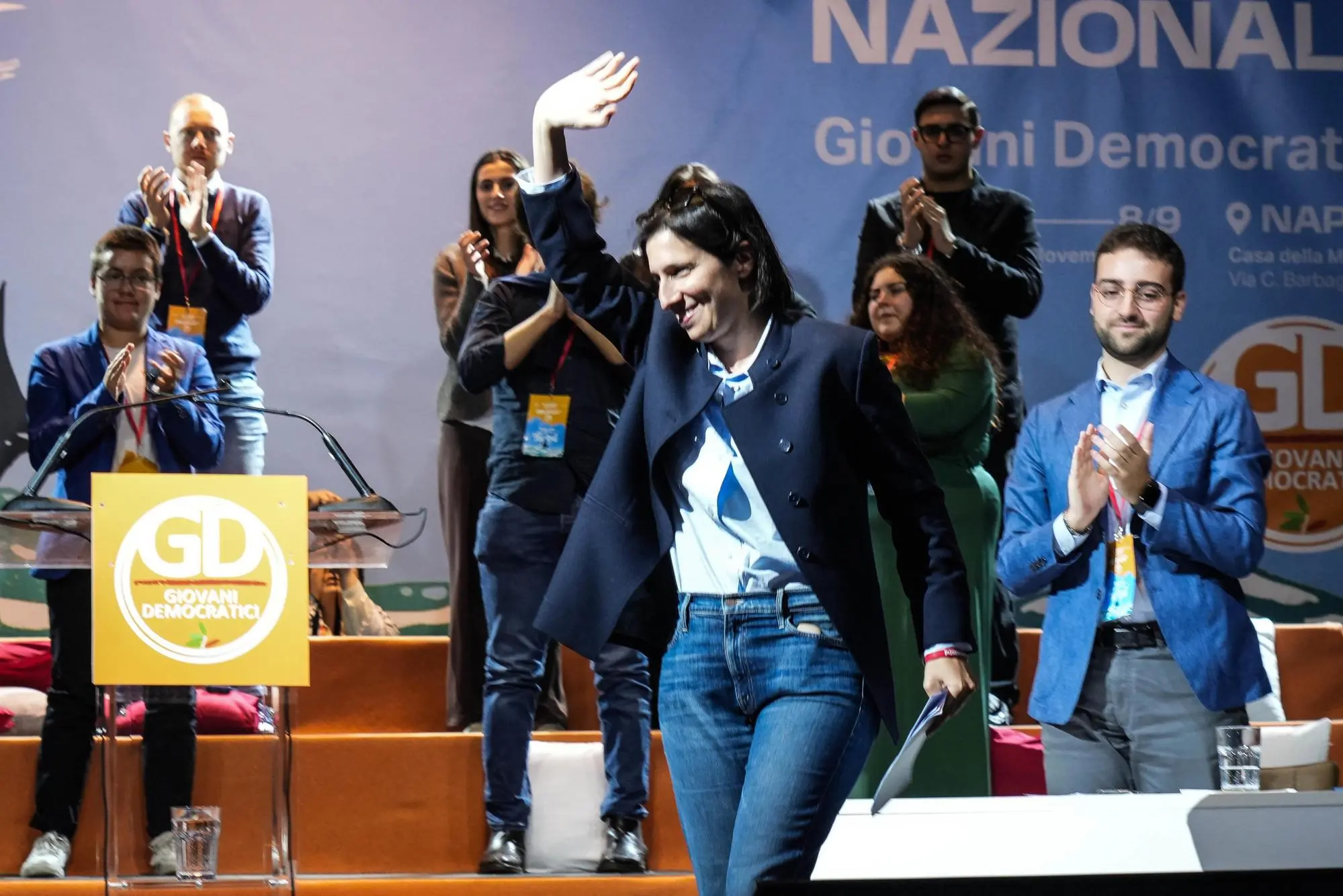 La segretaria del Partito Democratico Elly Schlein al congresso nazionale dei giovani democratici a Napoli (Ansa - Cesare Abbate)