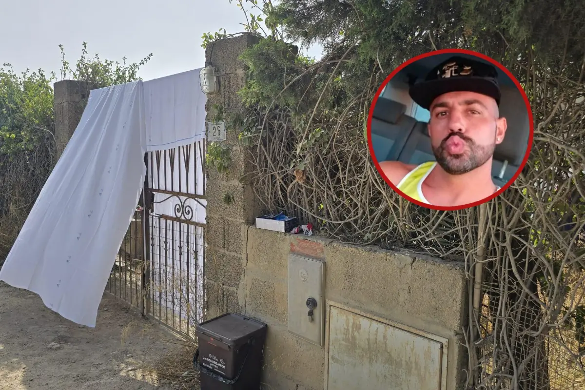 Nel cerchio Alessandro Pintus. Sullo sfondo il luogo dell'omicidio a Margine Rosso