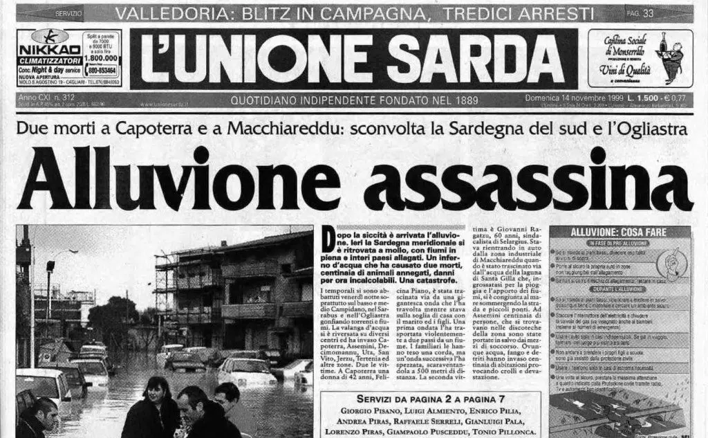 #AccaddeOggi: 13 novembre 1999, due morti a Capoterra e Macchiareddu per le alluvioni