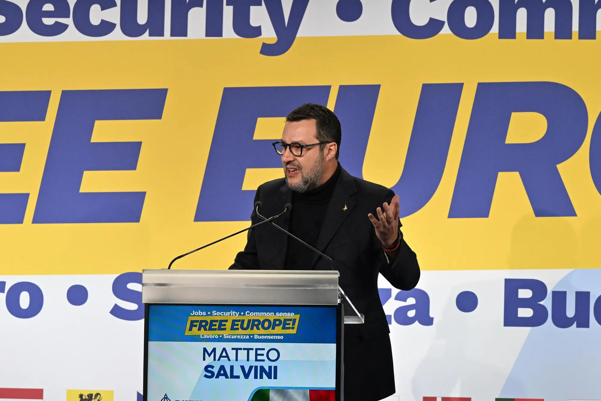 L'intervento di Matteo Salvini (Ansa)