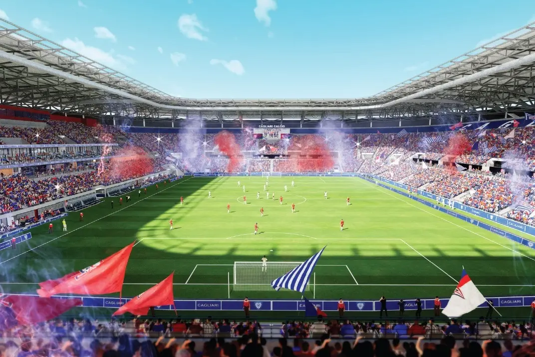 Un render del nuovo stadio del Cagliari