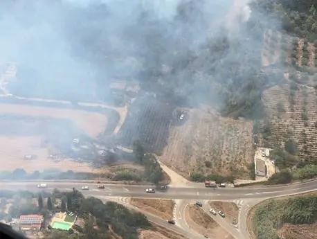 L'incendio a Usini (foto Corpo forestale)