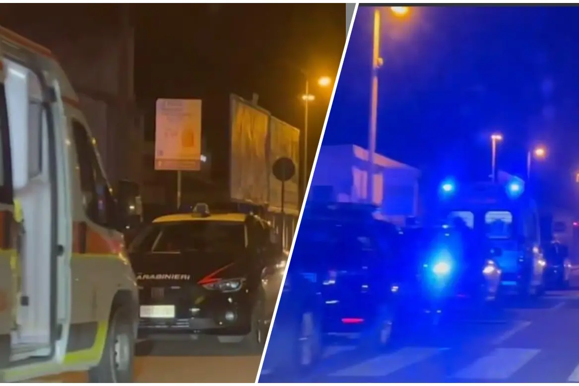 Carabinieri, polizia e ambulanze in via Riva di Ponente (L'Unione Sarda)