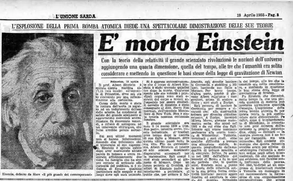 La notizia della morte su L'Unione Sarda (foto Archivio L'Unione Sarda)