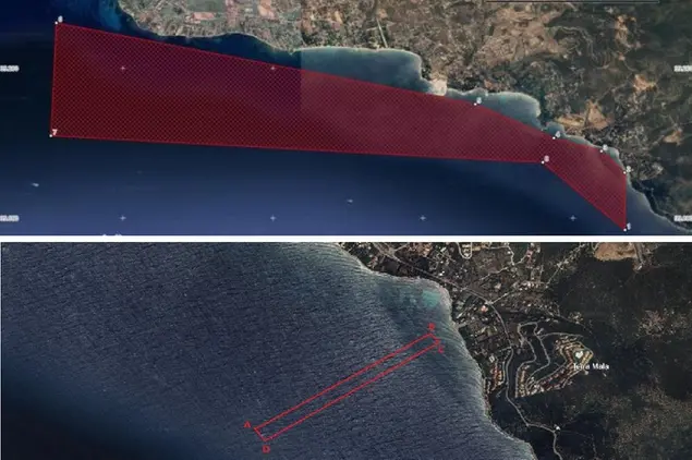 L'interdizione per le indagini geofisiche (sopra) e quella per la bonifica (sotto)