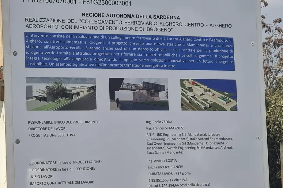 Il cartello del cantiere del treno a idrogeno